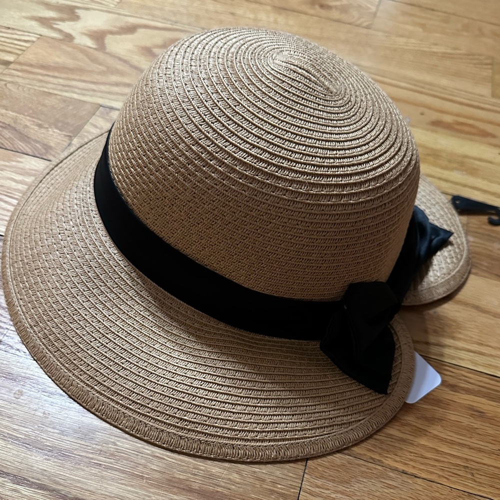 NWT  LC Lauren Conrad Tan Hat with Black Ribbon